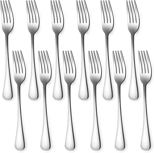 Set of 12, Stainless Steel Dinner Forks Silverware Set, Heavy-Duty Dinner Forks (8 Inch) Cutlery Set, V1258-DP02-B-1866