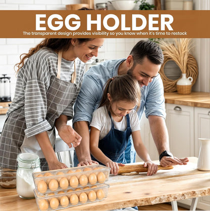 Pack of 2 - Egg Basket for fridge - Egg Holder for Fridge - 14 Egg Container With Lid & Handle, Egg Container V1258-DP02-B-1869