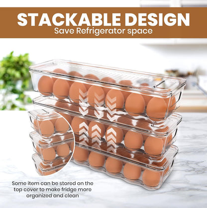 Pack of 2 - Egg Basket for fridge - Egg Holder for Fridge - 14 Egg Container With Lid & Handle, Egg Container V1258-DP02-B-1869