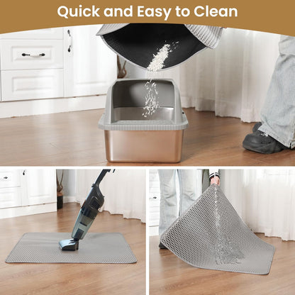 Cat Litter Mat , 60x45cm Double-Layer Honeycomb Design, Waterproof & Urine-Proof, Traps Litter to Keep Floors V1258-DP02-B-1874
