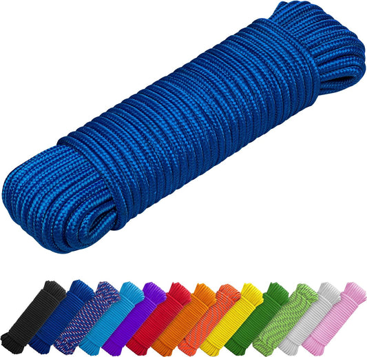 Rope - 90 Feet x 1/4 Inch (7mm) - Blue - Strong All-Purpose Utility Rope - Camping, Crafting, Flag Pole, V1258-DP02-B-1876
