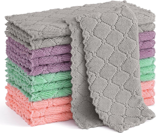 Mricrofiber Cleaning Cloths, 12 Pack Extra Soft and Absorbent Kitchen Towels, 10" x 10" Multiple-use V1258-DP02-B-1880