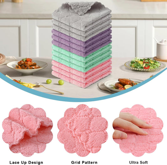 Mricrofiber Cleaning Cloths, 12 Pack Extra Soft and Absorbent Kitchen Towels, 10" x 10" Multiple-use V1258-DP02-B-1880