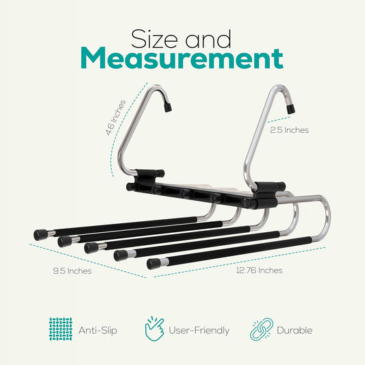 2 Pack Pants Hangers Space Saving - Clothes Hanger with Stainless Steel Hook & Anti-Slip Design - Closet V1258-DP02-B-1883