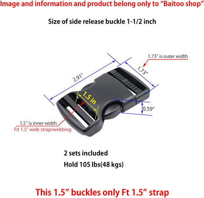 Side Release Buckles 5/8,3/4,1,1-1/4,1-1/2,2 inch Heavy Duty Plastic Buckle Clips Snaps Backpack Buckle V1258-DP02-B-1885