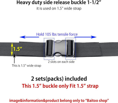 Side Release Buckles 5/8,3/4,1,1-1/4,1-1/2,2 inch Heavy Duty Plastic Buckle Clips Snaps Backpack Buckle V1258-DP02-B-1885