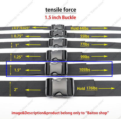 Side Release Buckles 5/8,3/4,1,1-1/4,1-1/2,2 inch Heavy Duty Plastic Buckle Clips Snaps Backpack Buckle V1258-DP02-B-1885