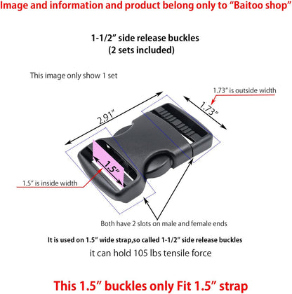 Side Release Buckles 5/8,3/4,1,1-1/4,1-1/2,2 inch Heavy Duty Plastic Buckle Clips Snaps Backpack Buckle V1258-DP02-B-1885