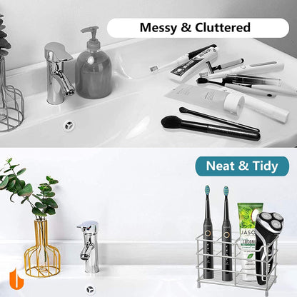 304 Stainless Steel Bathroom Toothbrush Holder Toothpaste Holder Stand Bathroom Accessories Organizer (Black, V1258-DP02-B-1886