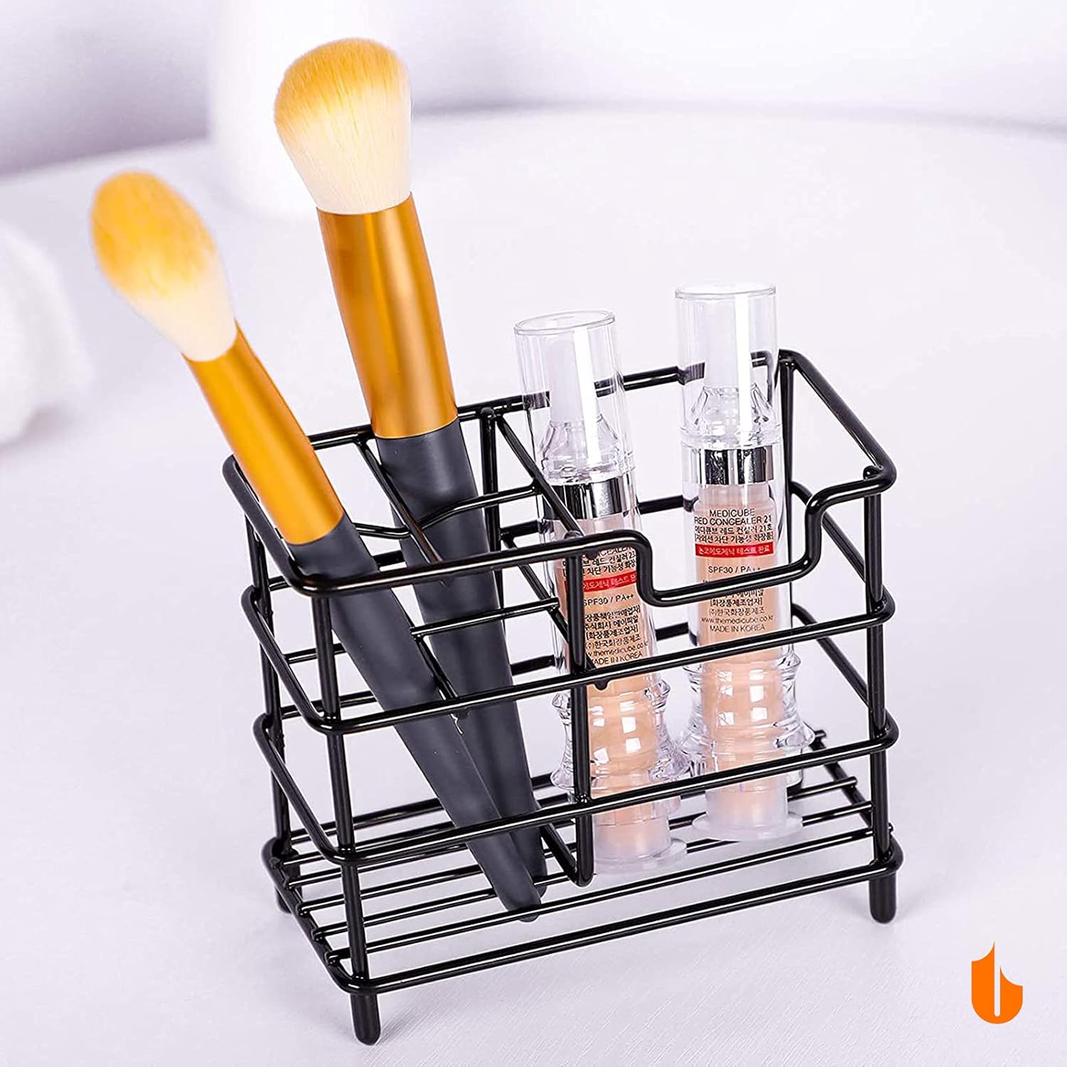 304 Stainless Steel Bathroom Toothbrush Holder Toothpaste Holder Stand Bathroom Accessories Organizer (Black, V1258-DP02-B-1886