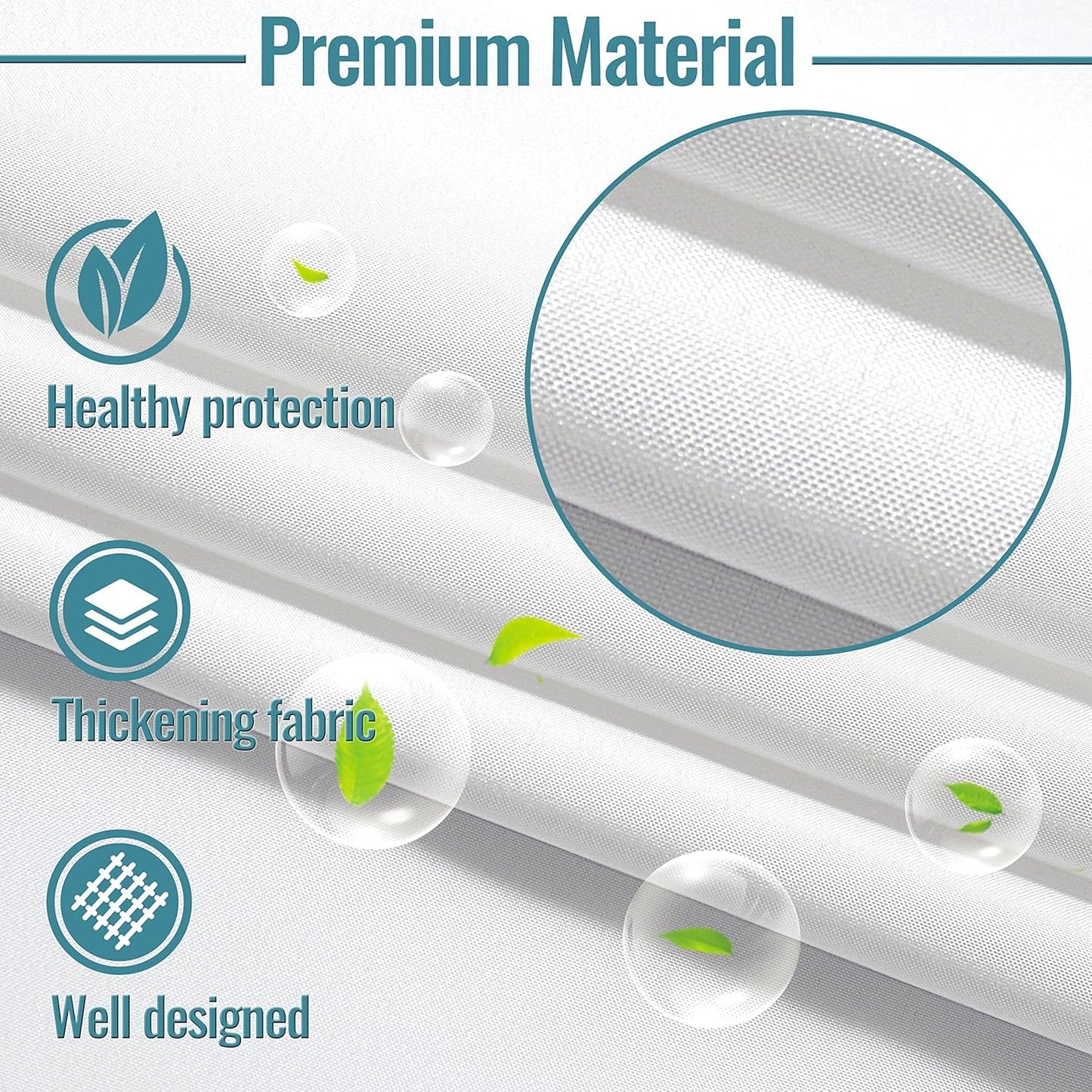 Snap in Shower Curtain Liner Replacement Shower Curtain Liner Removable Liner (1 Pack, 70" W x 54" H-White) V1258-DP02-B-1892