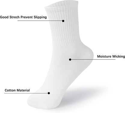 Women Crew Sock Cotton Casual Calf Socks 6 Pairs Size 5-10 V1258-DP02-B-1894