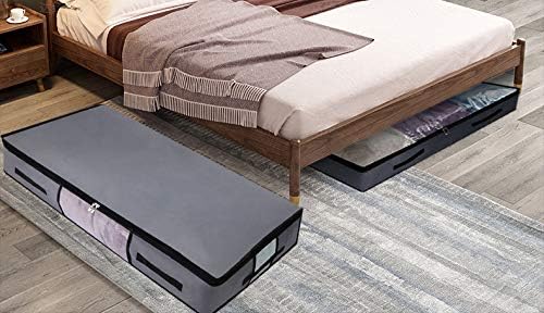 2 Pack Soft Underbed Storage Containers with 4 Handles & Transparent Lid for Easy find,Durable Material, V1258-DP02-B-1895