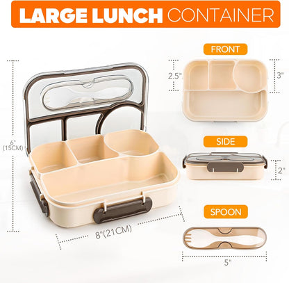 Bento Box Adult Lunch Box with 4-Compartment Leakproof Lunch Containers Microwave and Dishwasher Safe Bento V1258-DP02-B-1896
