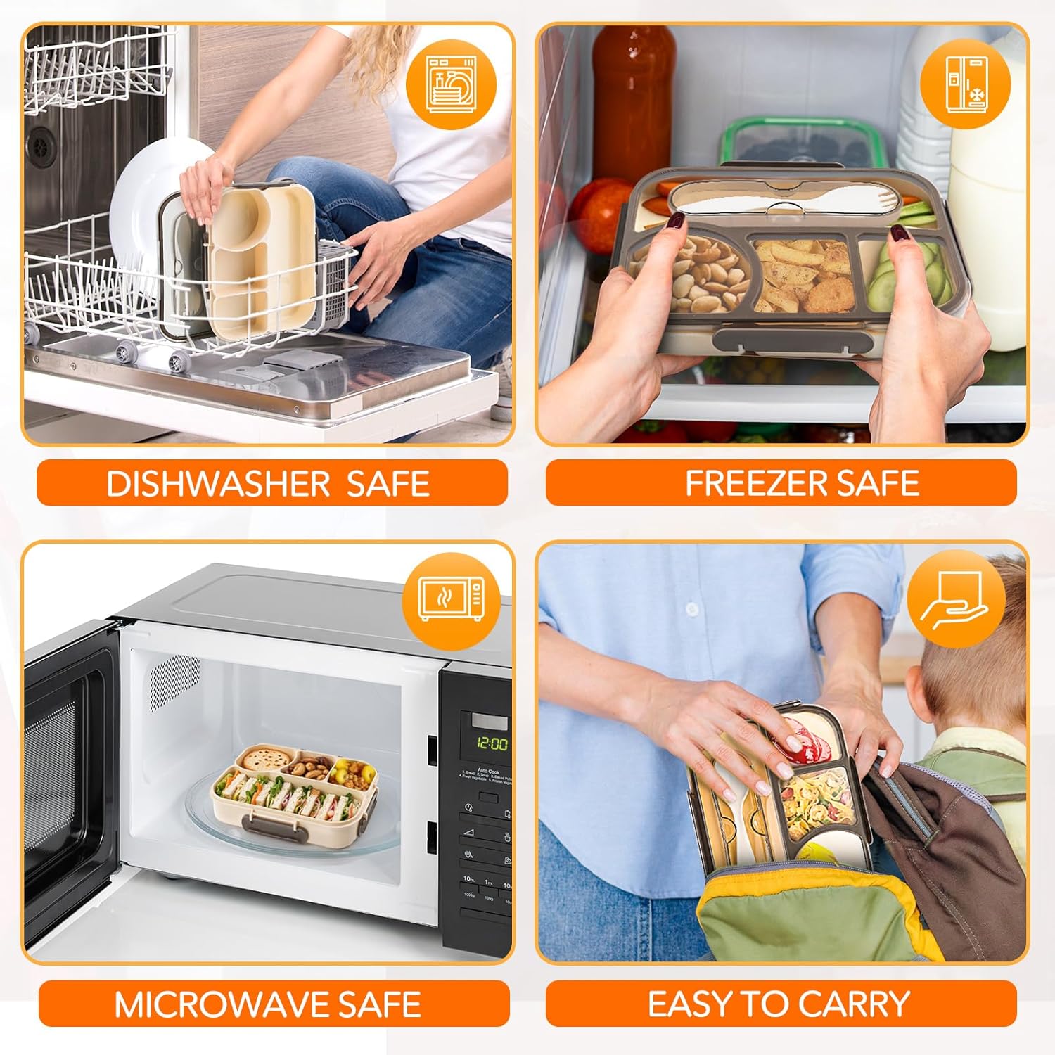 Bento Box Adult Lunch Box with 4-Compartment Leakproof Lunch Containers Microwave and Dishwasher Safe Bento V1258-DP02-B-1896