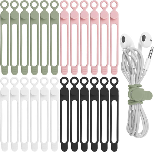 Silicone Cable Straps Wire Organizer for Earphone, Phone Charger, Mouse, Audio, Computer, Reusable Cable Ties V1258-DP02-B-1897
