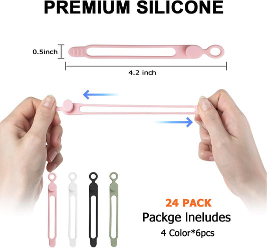 Silicone Cable Straps Wire Organizer for Earphone, Phone Charger, Mouse, Audio, Computer, Reusable Cable Ties V1258-DP02-B-1897