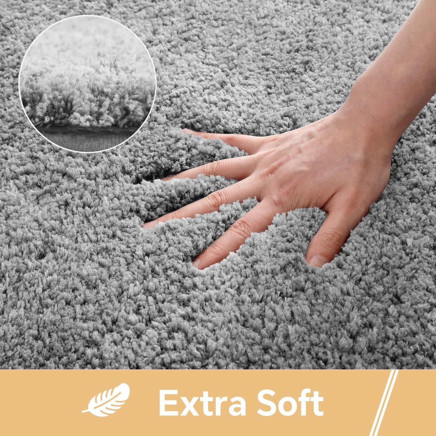 Gray Bath Mat 17"x24" - High-Density Microfiber Bathroom Mat, Small Non Slip Absorbent Washable Bath Mats for V1258-DP02-B-1900