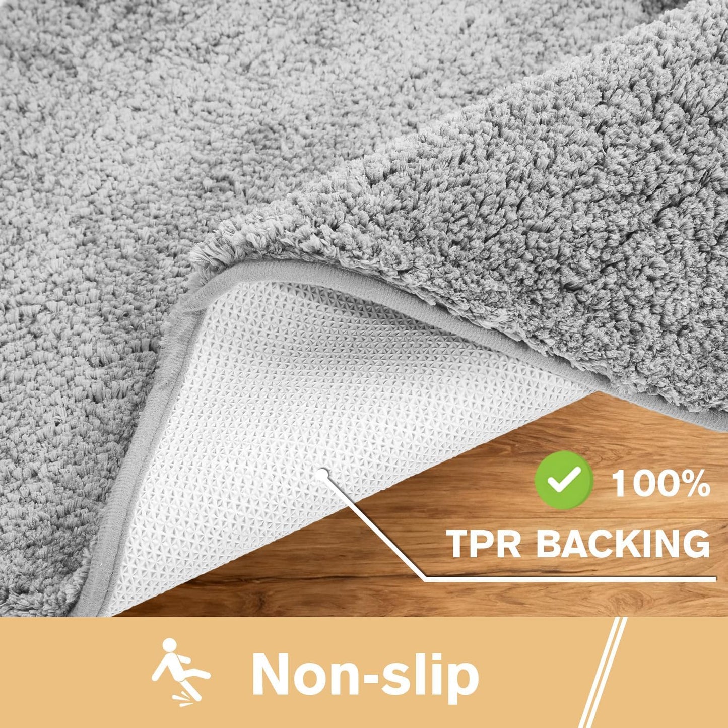 Gray Bath Mat 17"x24" - High-Density Microfiber Bathroom Mat, Small Non Slip Absorbent Washable Bath Mats for V1258-DP02-B-1900