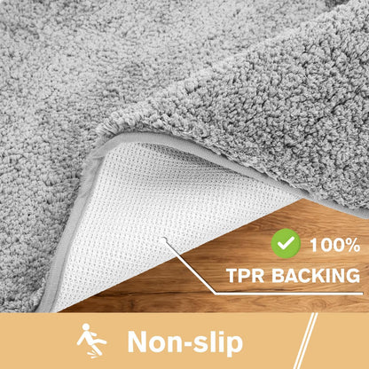 Gray Bath Mat 17"x24" - High-Density Microfiber Bathroom Mat, Small Non Slip Absorbent Washable Bath Mats for V1258-DP02-B-1900