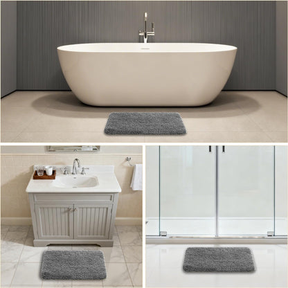 Gray Bath Mat 17"x24" - High-Density Microfiber Bathroom Mat, Small Non Slip Absorbent Washable Bath Mats for V1258-DP02-B-1900