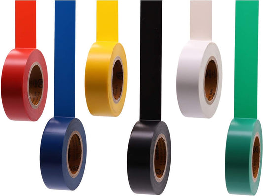 Electrical Tape Colors 6 Pack 0.7-Inch by 30 Feet, Voltage Level 600V Dustproof, Adhesive for General Home V1258-DP02-B-1901
