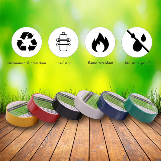 Electrical Tape Colors 6 Pack 0.7-Inch by 30 Feet, Voltage Level 600V Dustproof, Adhesive for General Home V1258-DP02-B-1901