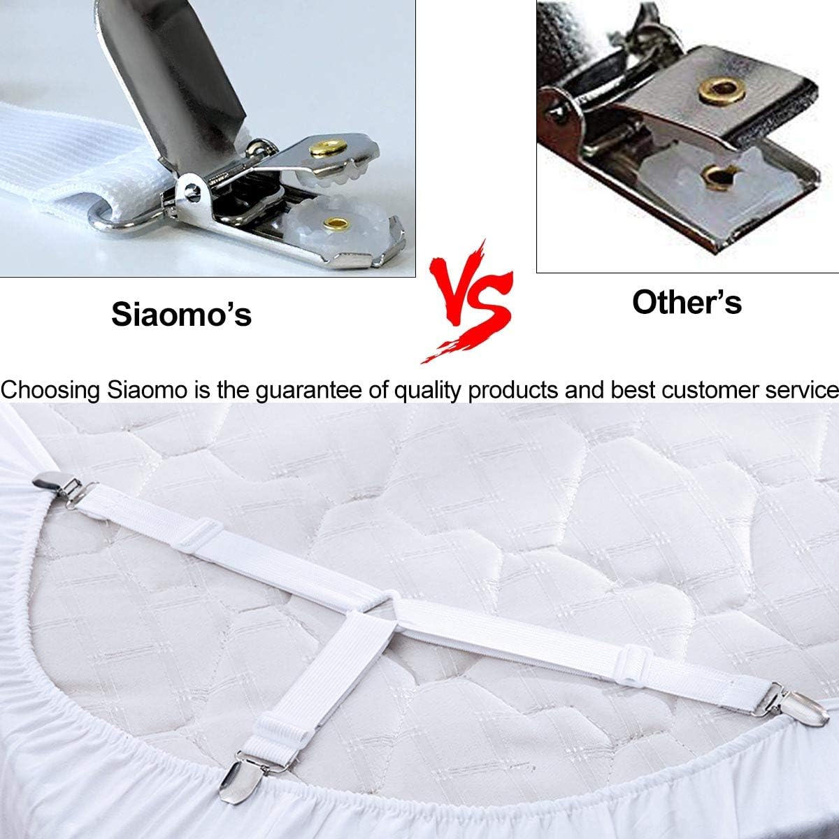 Bed Sheet Holders Straps Fasteners - 4 Pcs Triangle Sheet Fasteners Fitted Flat Sheet Corner Holder Elastic V1258-DP02-B-1906
