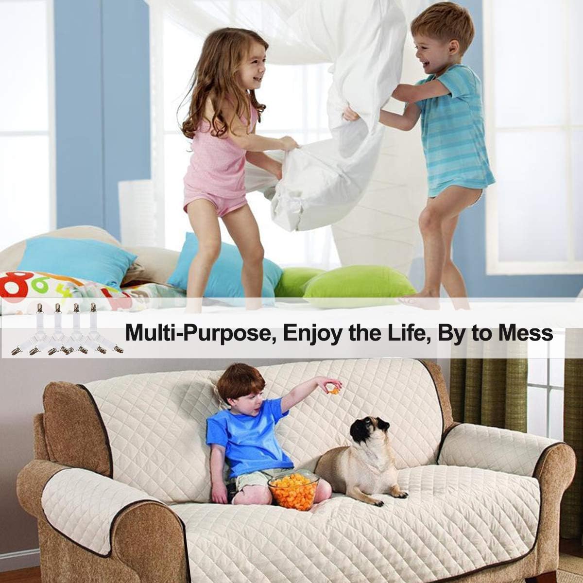 Bed Sheet Holders Straps Fasteners - 4 Pcs Triangle Sheet Fasteners Fitted Flat Sheet Corner Holder Elastic V1258-DP02-B-1906