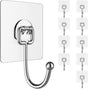 Large Adhesive Hooks for Hanging Heavy-Duty 44Ib(Max) 10 Packs, Wall Hooks Without Nails Self-Adhesive V1258-DP02-B-1907