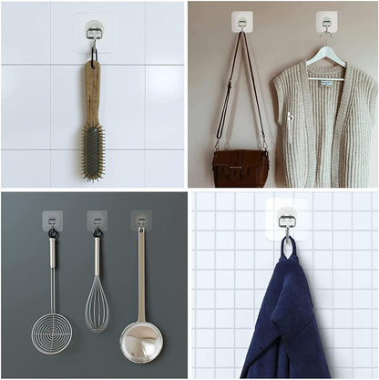 Large Adhesive Hooks for Hanging Heavy-Duty 44Ib(Max) 10 Packs, Wall Hooks Without Nails Self-Adhesive V1258-DP02-B-1907