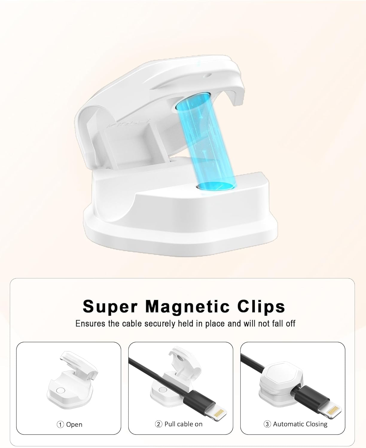 8 Pack Cord Holder - Cord Organizer - Magnetic Cable Clips - Cord Organizer for Desk, Nightstand, Phone V1258-DP02-B-1912