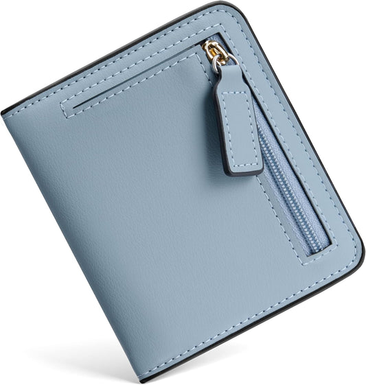 Womens RFID Blocking Small Compact Bifold Luxury Genuine Leather Pocket Wallet Ladies Mini Purse with ID V1258-DP02-B-1913