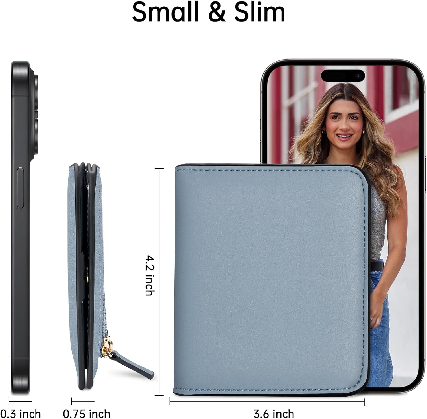 Womens RFID Blocking Small Compact Bifold Luxury Genuine Leather Pocket Wallet Ladies Mini Purse with ID V1258-DP02-B-1913