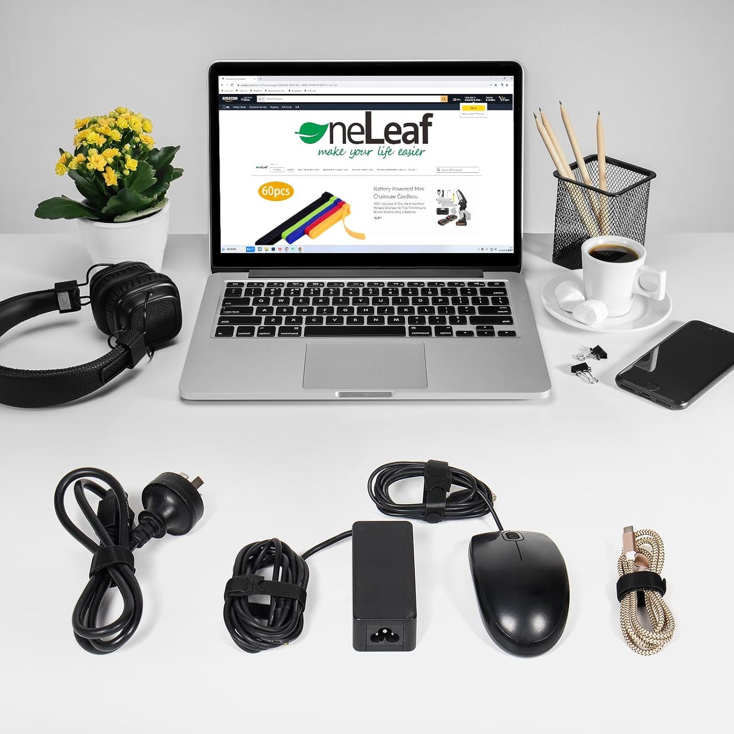 80PCS Reusable Cable Ties, Black Adjustable 6-Inch Cord Organizer Ties, Multi-Purpose Hook Loop Cable V1258-DP02-B-1916