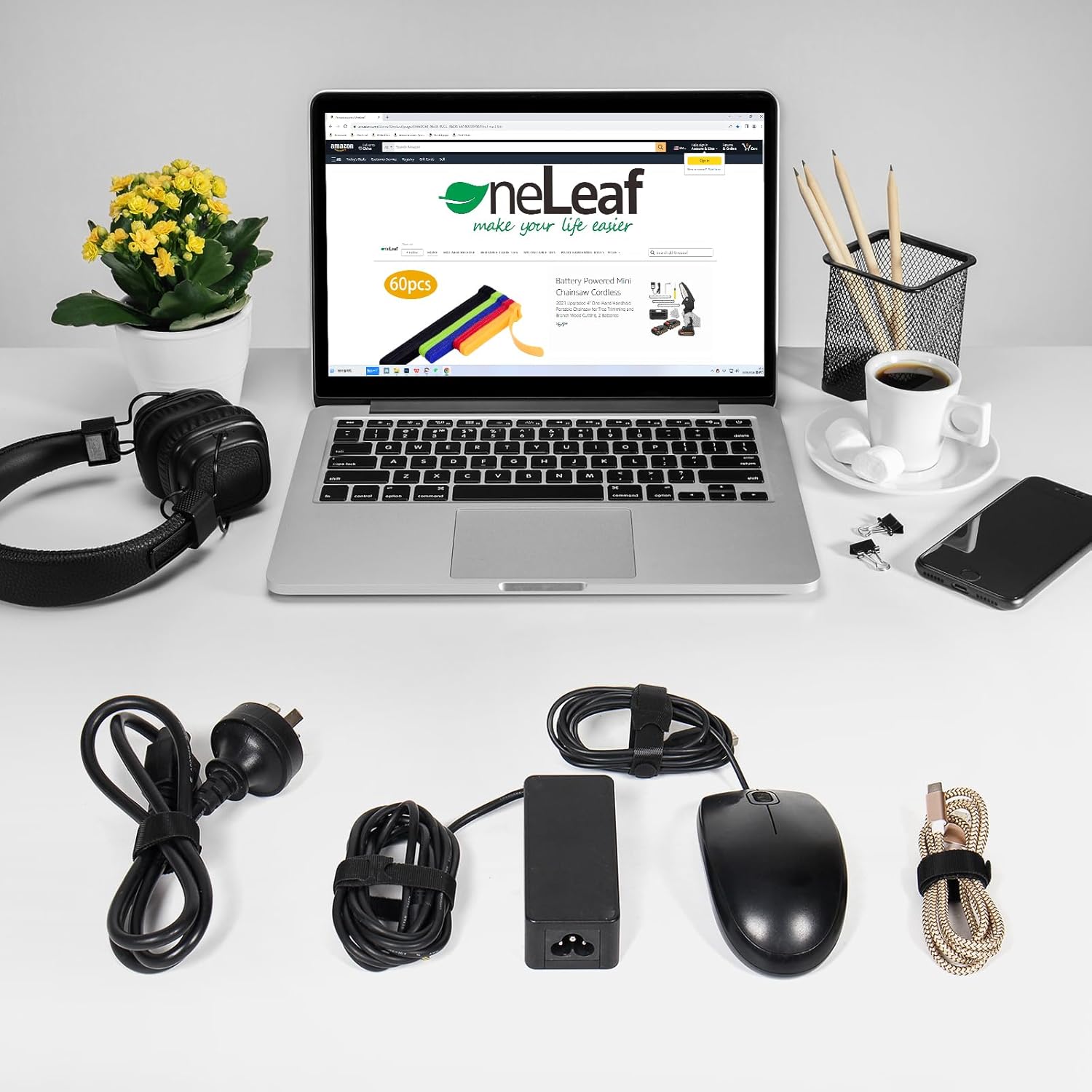 80PCS Reusable Cable Ties, Black Adjustable 6-Inch Cord Organizer Ties, Multi-Purpose Hook Loop Cable V1258-DP02-B-1916
