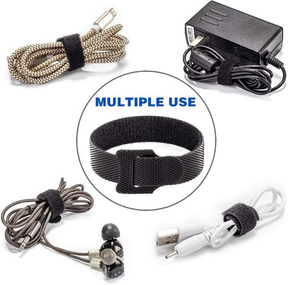 80PCS Reusable Cable Ties, Black Adjustable 6-Inch Cord Organizer Ties, Multi-Purpose Hook Loop Cable V1258-DP02-B-1916