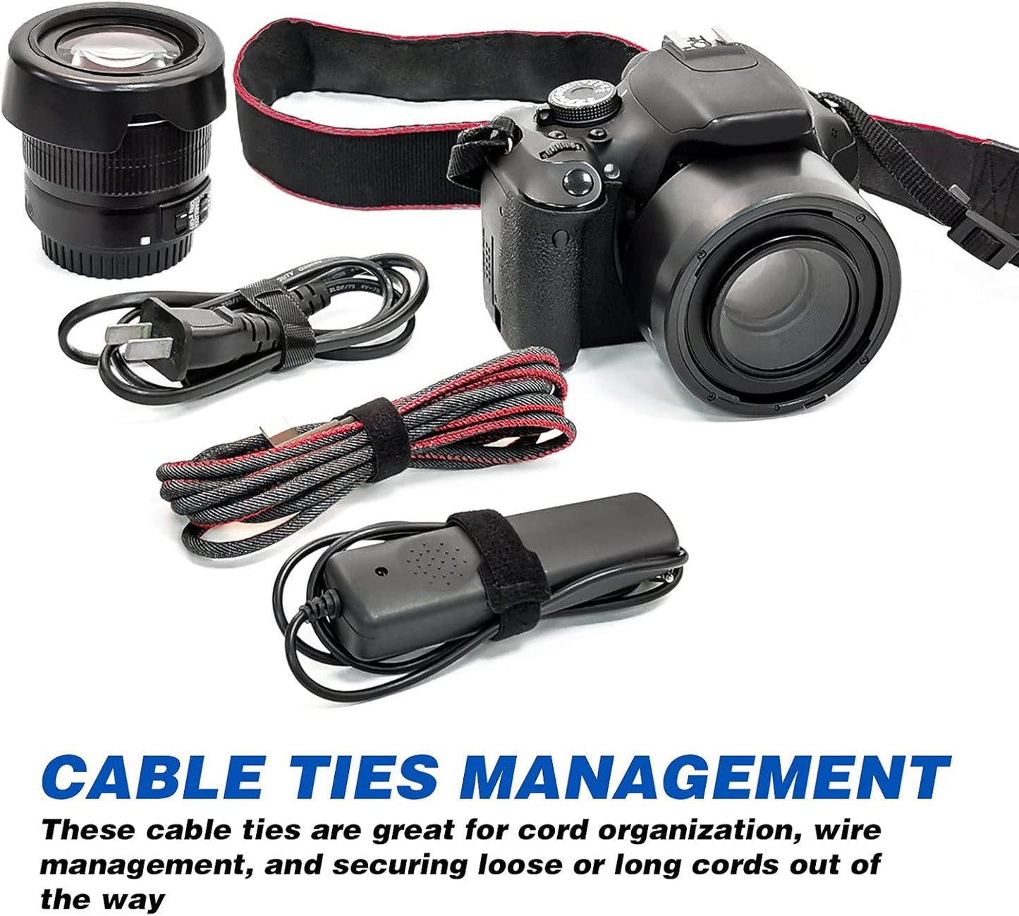 80PCS Reusable Cable Ties, Black Adjustable 6-Inch Cord Organizer Ties, Multi-Purpose Hook Loop Cable V1258-DP02-B-1916