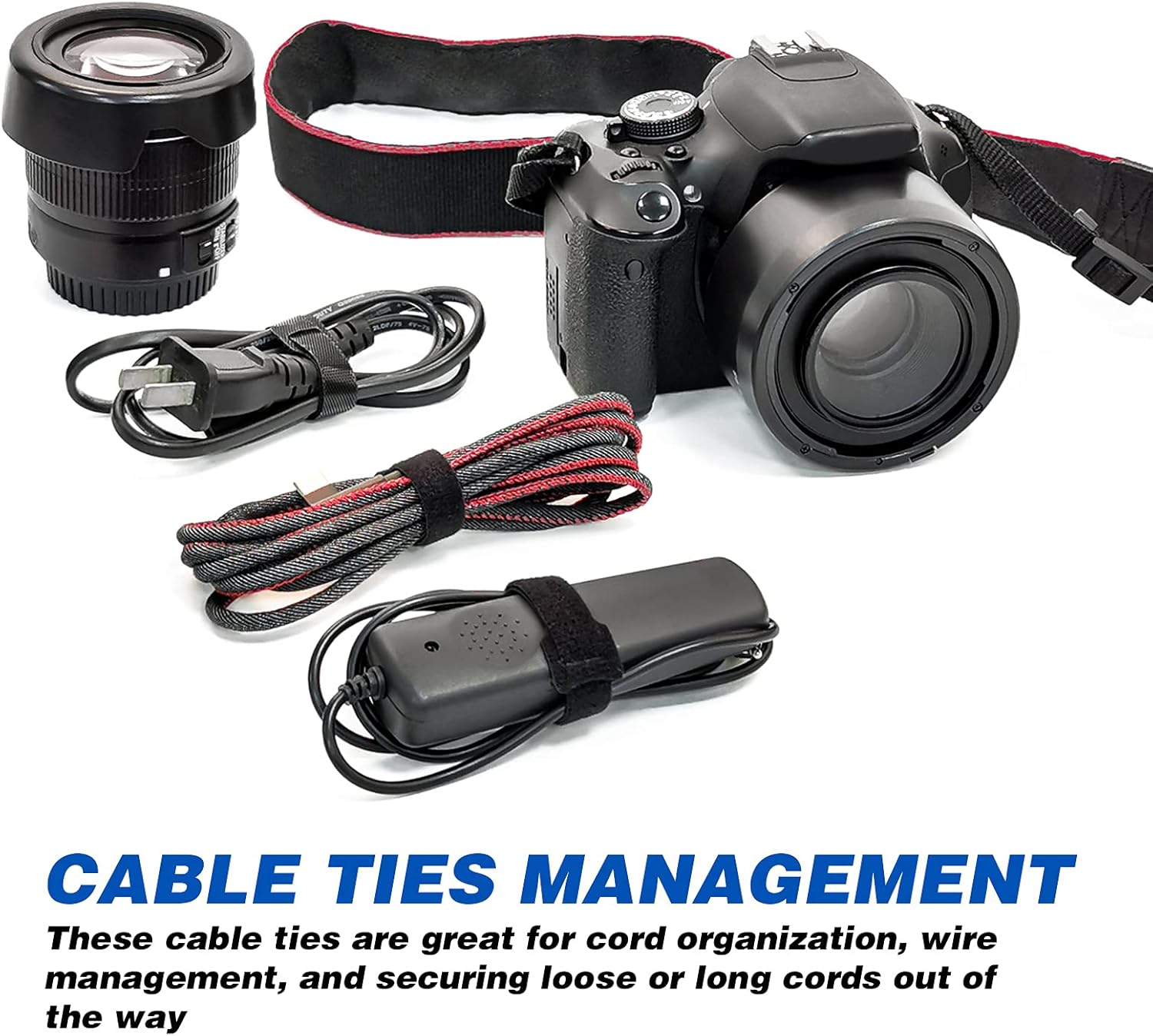 80PCS Reusable Cable Ties, Black Adjustable 6-Inch Cord Organizer Ties, Multi-Purpose Hook Loop Cable V1258-DP02-B-1916
