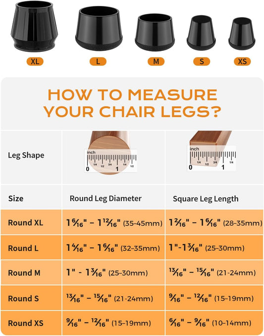24 PCS Silicone & Felt Chair Leg Floor Protectors for Hardwood Floors - Furniture Pads, Chair Leg Covers/Cups V1258-DP02-B-1930