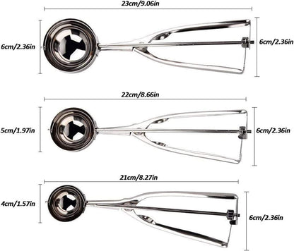 Cookie Scoop Set 3 PCS, with Trigger Large-Medium-Small Size for Kitchen Family Ice Cream Cookie Cupcake V1258-DP02-B-1931