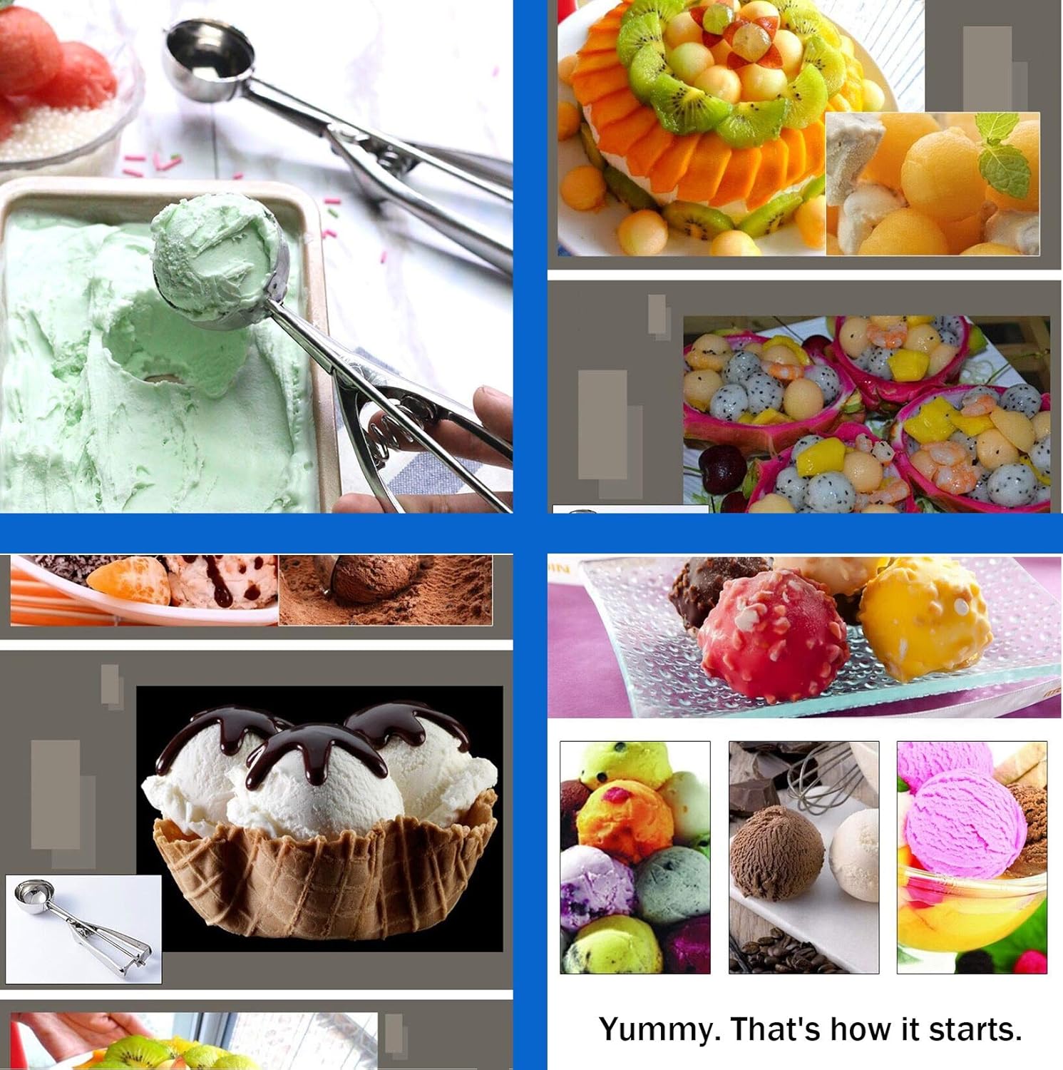 Cookie Scoop Set 3 PCS, with Trigger Large-Medium-Small Size for Kitchen Family Ice Cream Cookie Cupcake V1258-DP02-B-1931