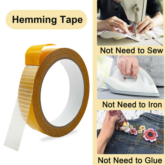 Heavy Duty Double Sided Fabric Tape, 1 Inch X 33FT Stitch Witchery Hem Tape for Pants Clothes Curtain Fabric V1258-DP02-B-1936