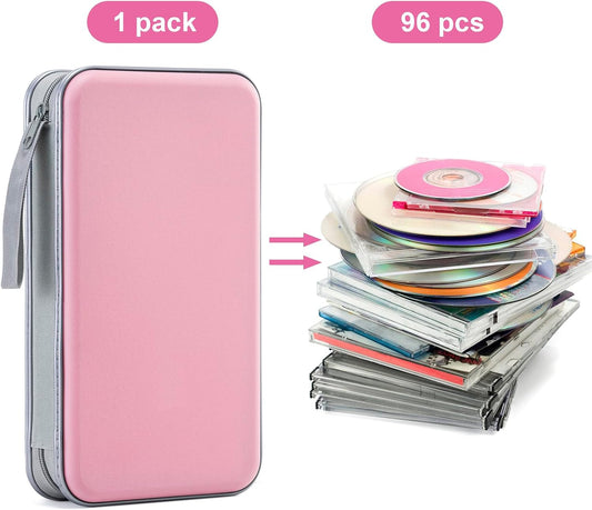DVD Case, 96 Capacity CD Case Portable CD Holder Storage Hard Plastic DVD Wallet Holder Organizer for Car V1258-DP02-B-1937