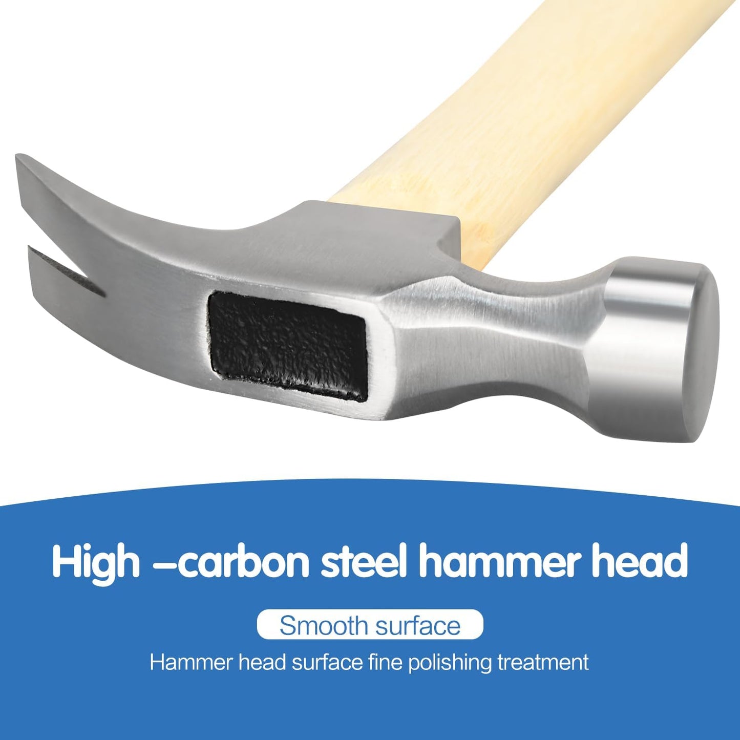 16oz Claw Hammer, General Purpose Claw Hammer with Wooden Handle & Forged Steel Head V1258-DP02-B-194
