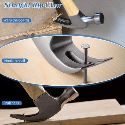16oz Claw Hammer, General Purpose Claw Hammer with Wooden Handle & Forged Steel Head V1258-DP02-B-194
