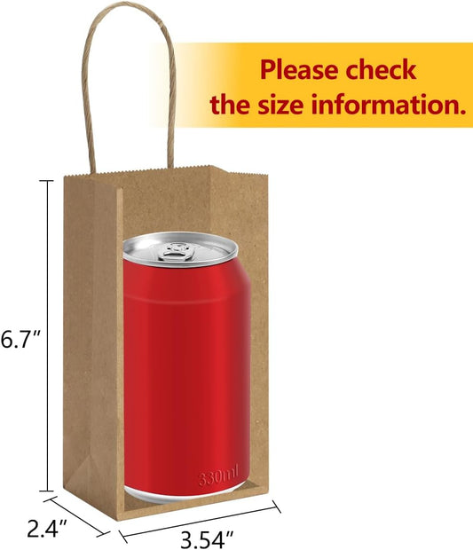 50 Pack 3.5x2.4x6.7 Inches Small Kraft Paper Gift Bags with Handles Bulk Mini Party Favor Bags Candy Bags V1258-DP02-B-1948