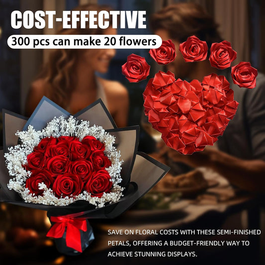 300Pcs Premade Satin Ribbon Rose Petals Half-Finished for Eternal Rose DIY Ramos Forever Flowers Bouquets V1258-DP02-B-1951