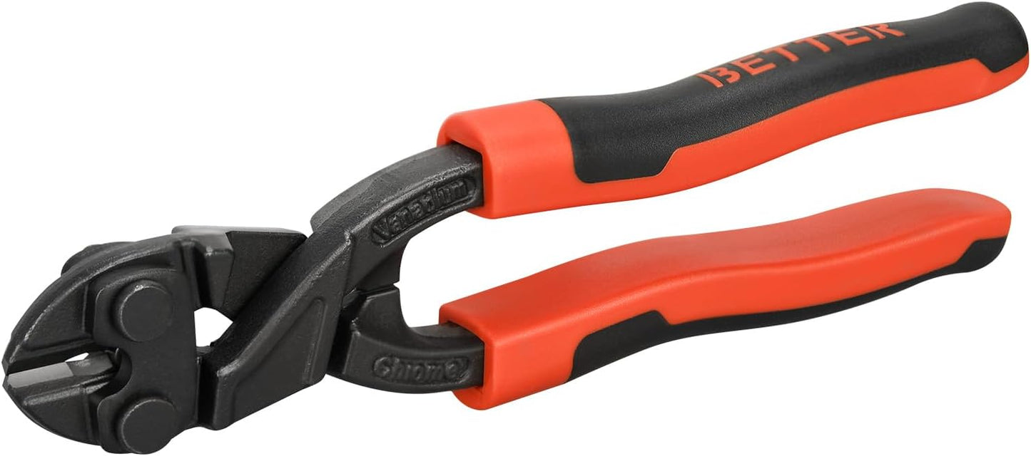 8-inch Mini Bolt Cutter, Heavy Duty Wire Cutters with Ergonomic Handle, High Hardness and High Leverage, CR-V V1258-DP02-B-196