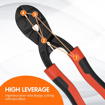 8-inch Mini Bolt Cutter, Heavy Duty Wire Cutters with Ergonomic Handle, High Hardness and High Leverage, CR-V V1258-DP02-B-196